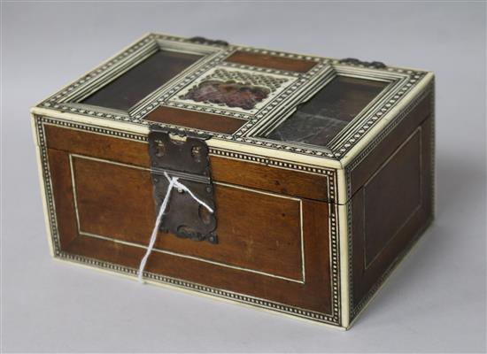 A 19th century Southern Indian sandalwood and ivory jewellery box